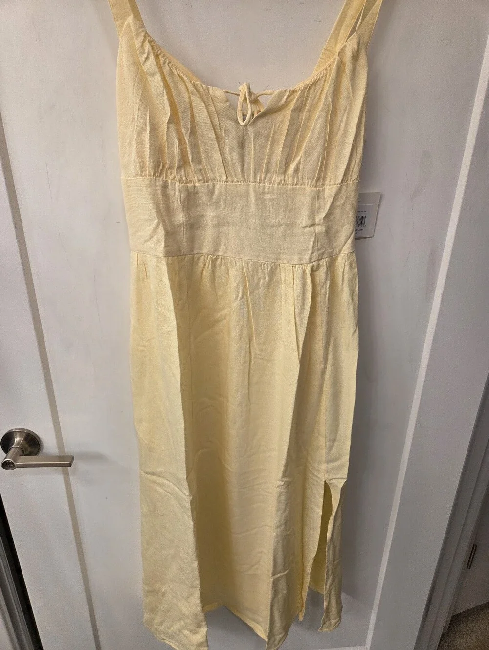 NWT-Ellen Tracy Linen Blend Scoop Neck Fitted Bodice Front Slit Midi Dress- Sz M - Picture 8 of 15